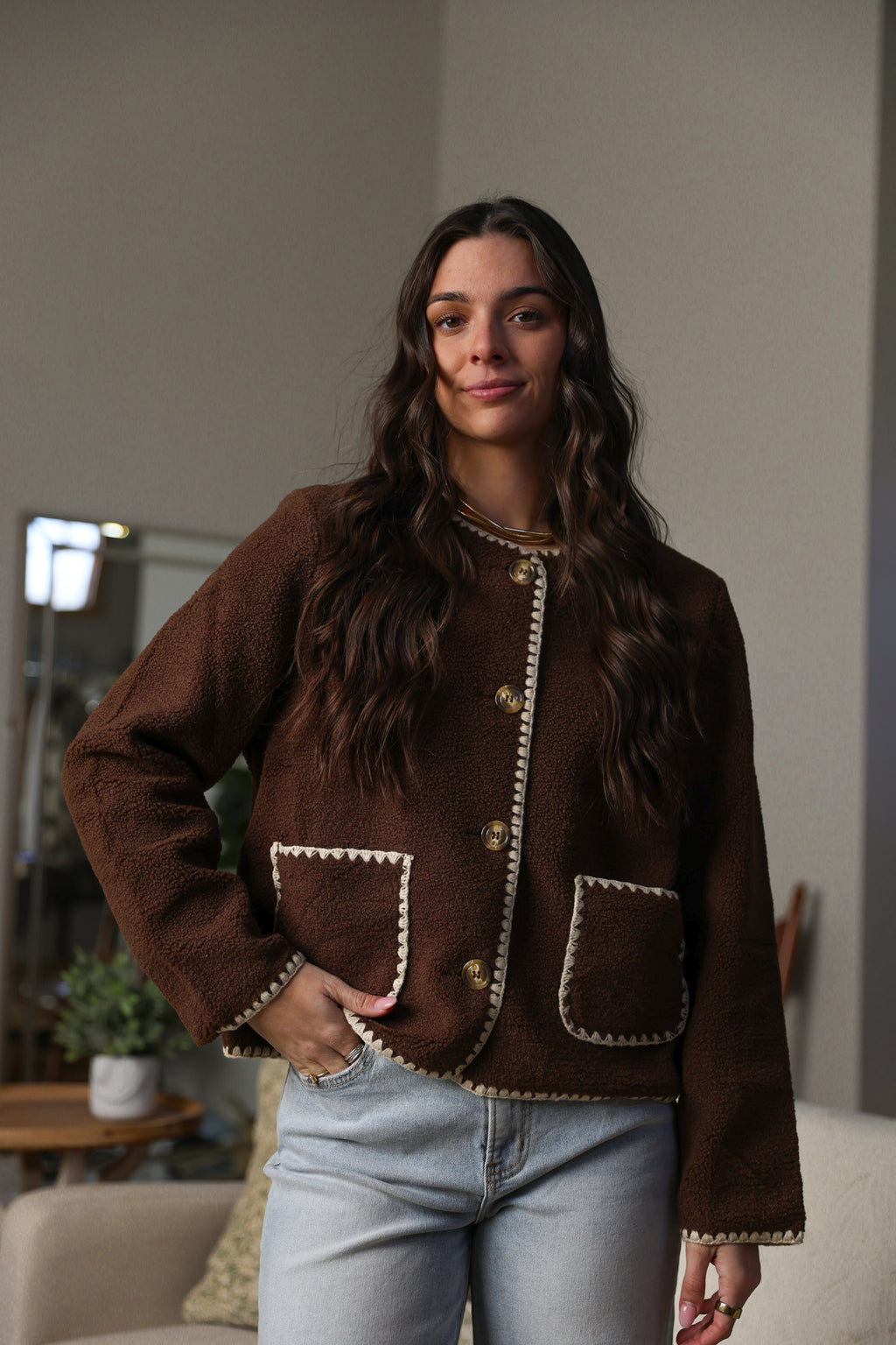 Contrast Stitched Sherpa