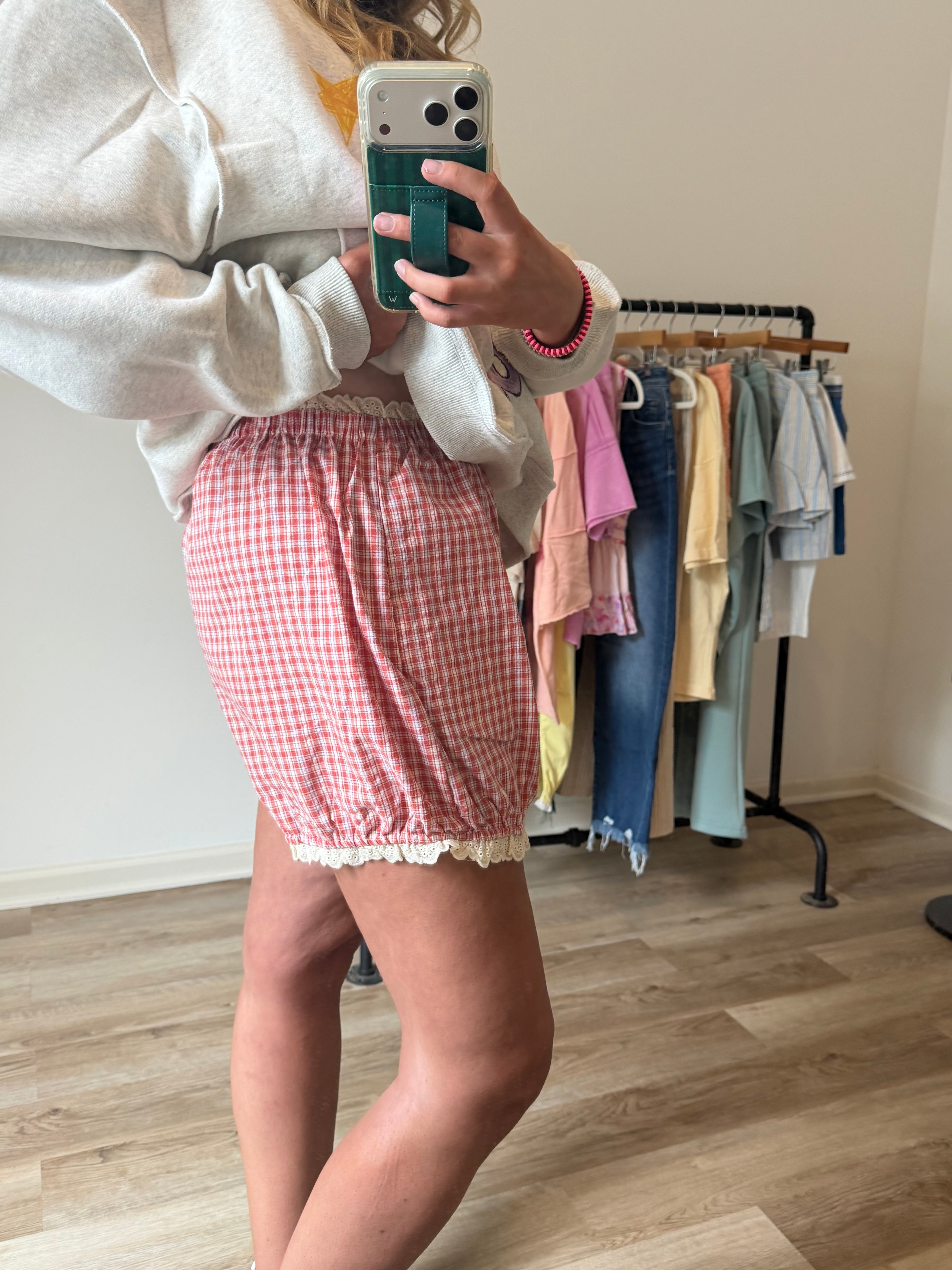 cherry picnic gingham bloomer shorts