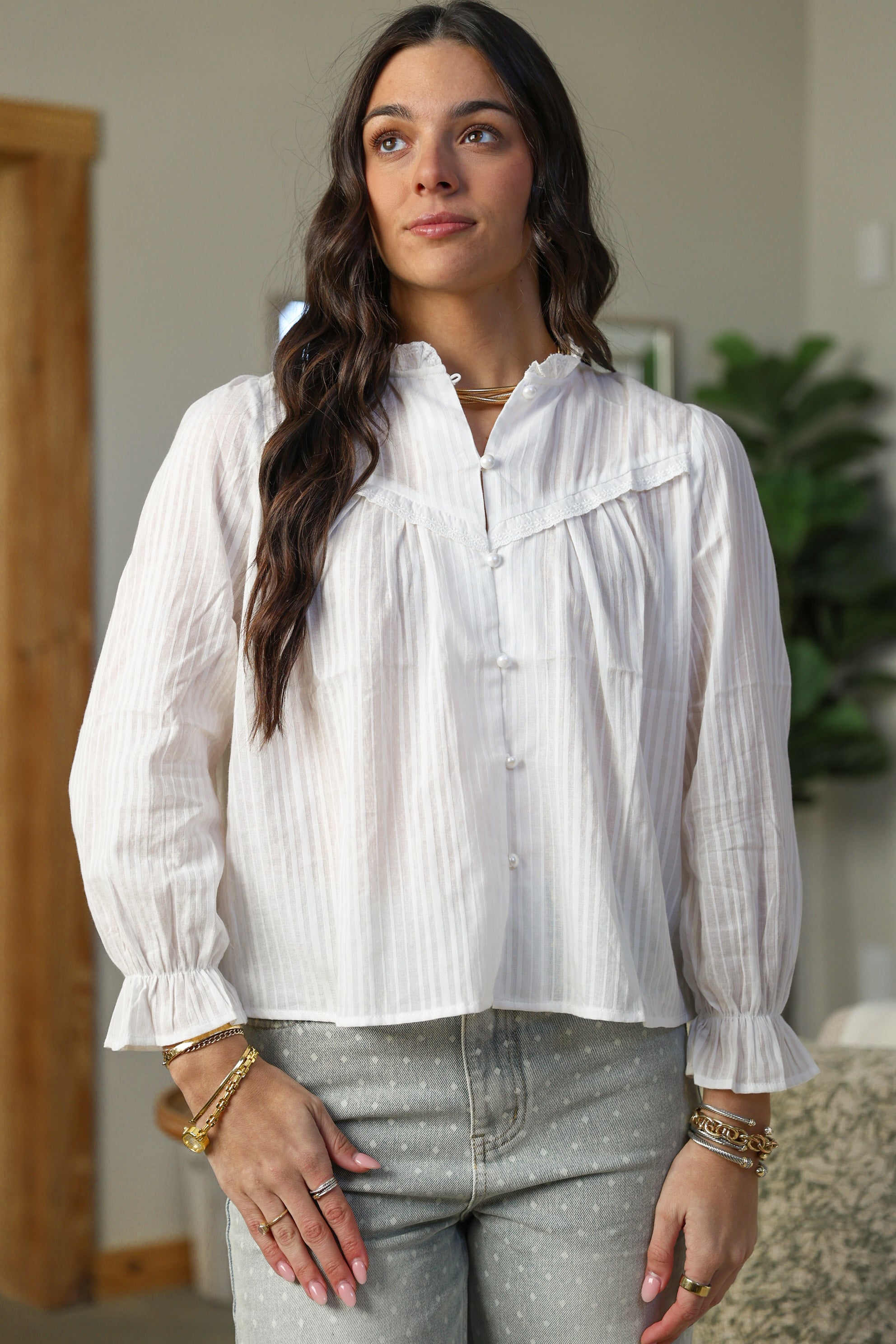 Pearl Pleated Top