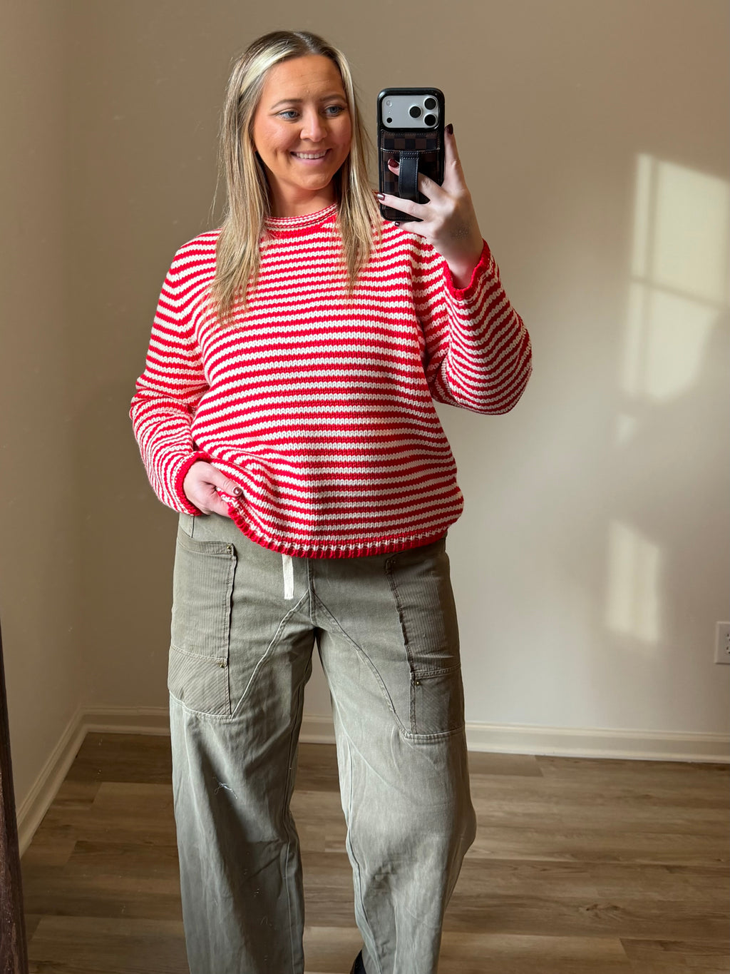 Everyday Cozy Stripe Knit Sweater-CHOCO