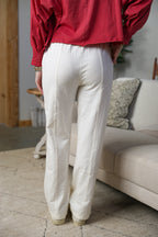 Basics High-Waisted Straight-Cut Drawstring Pants