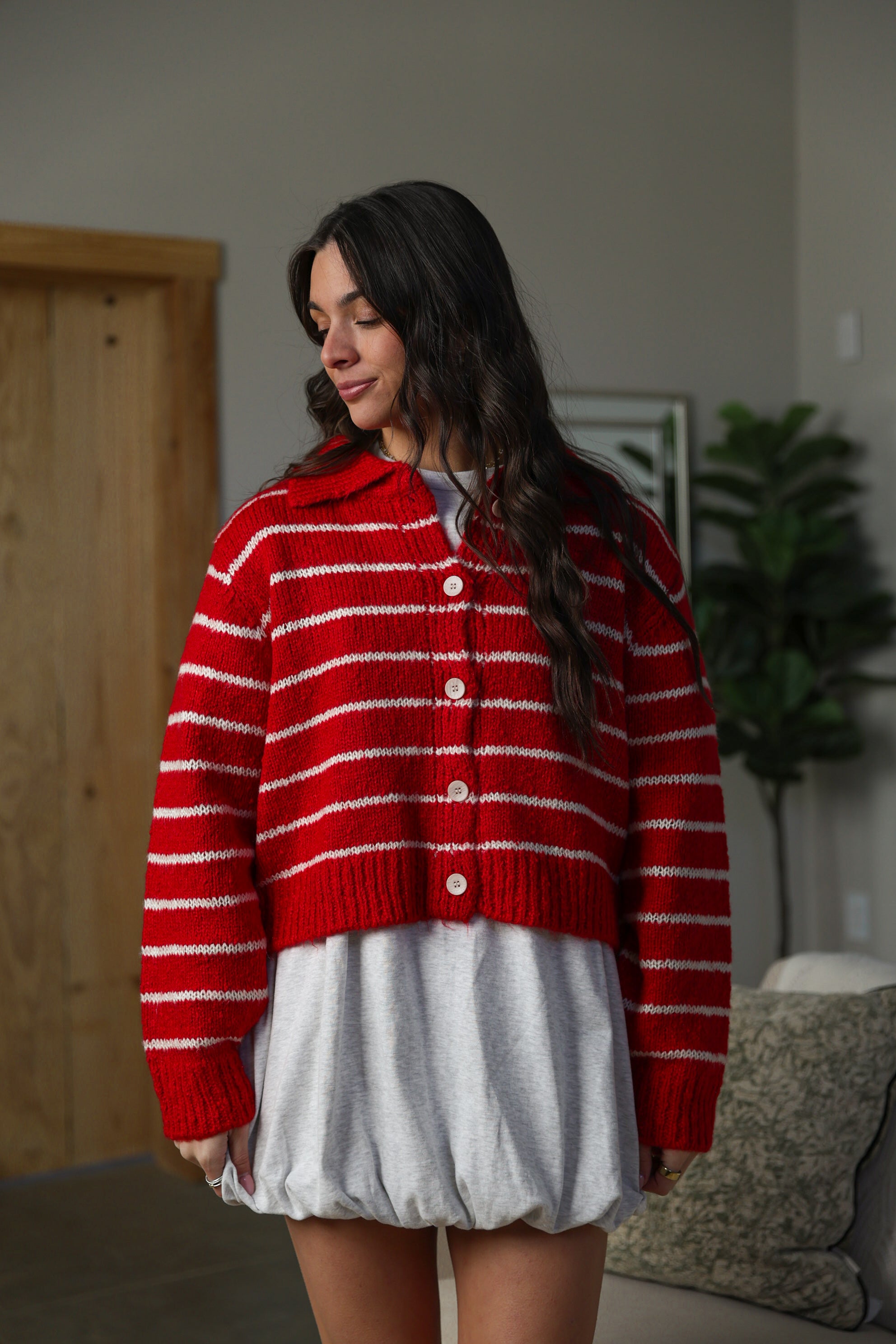 Stripped Cardigan Sweater