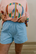 blue linen shorts