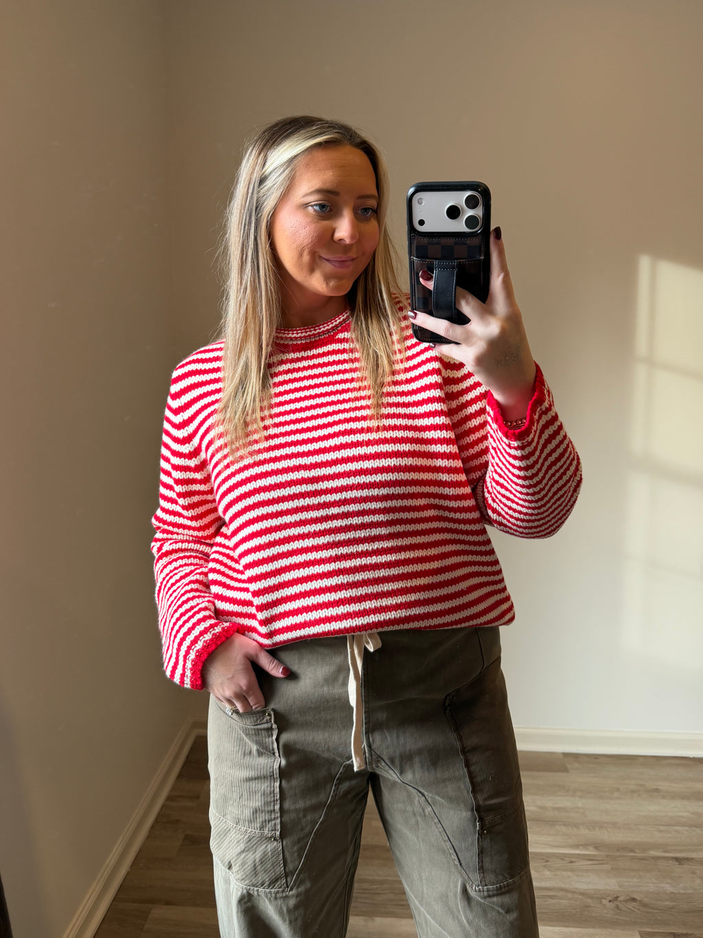 Everyday Cozy Stripe Knit Sweater-CHOCO