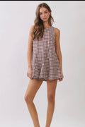 gingham baby doll romper