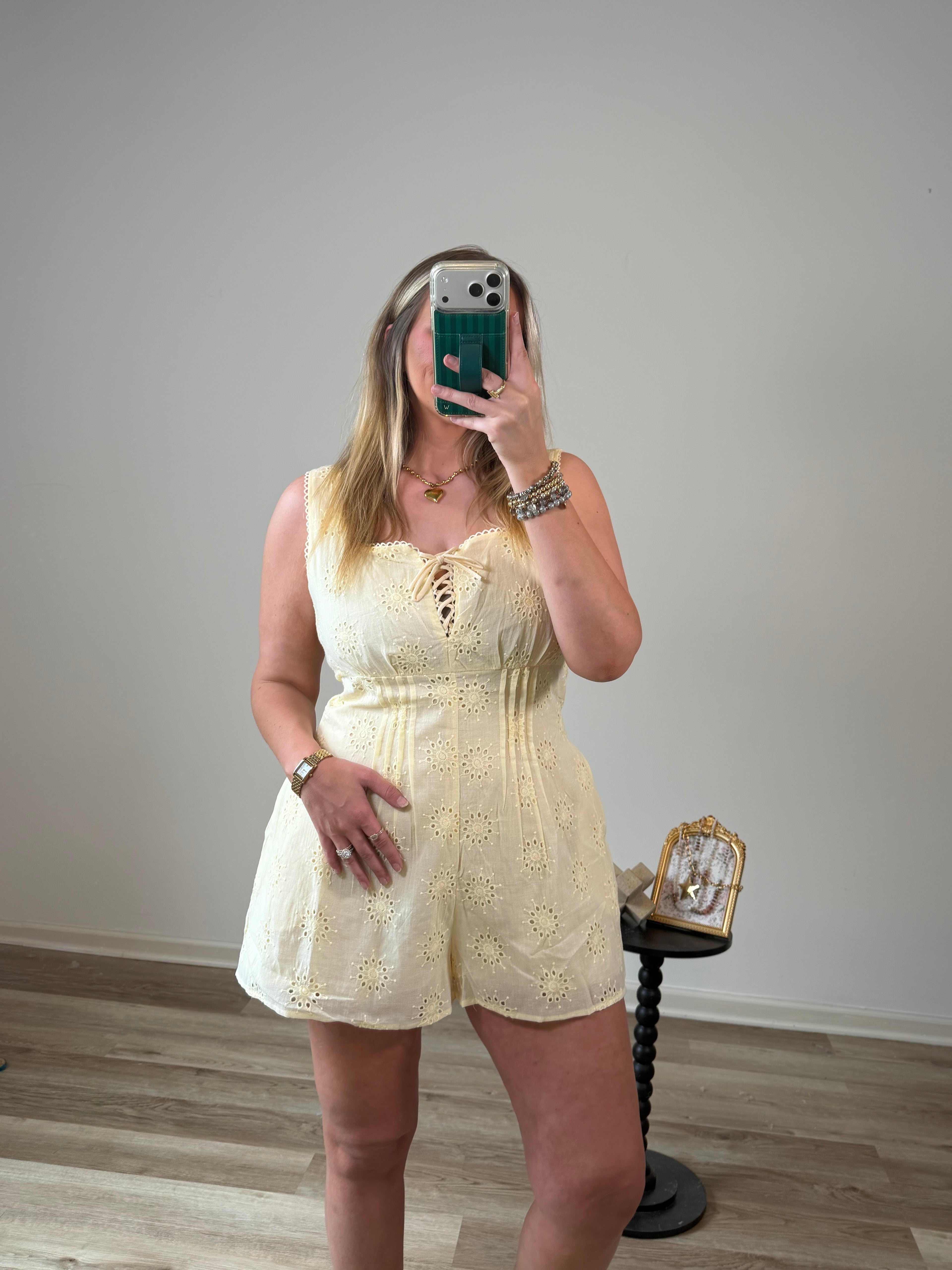 lemon lace romper