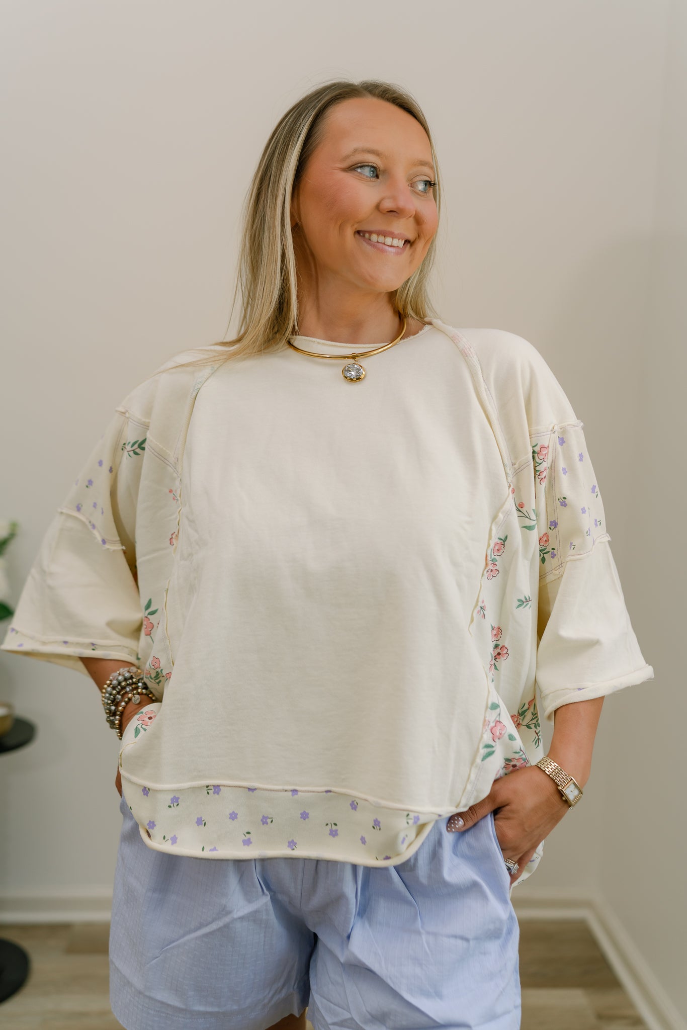 cream floral