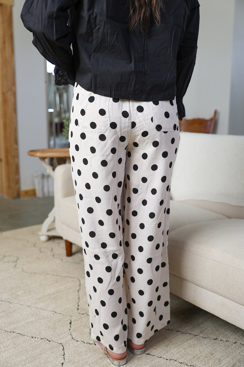 Cream and Black Polka Dot Pants