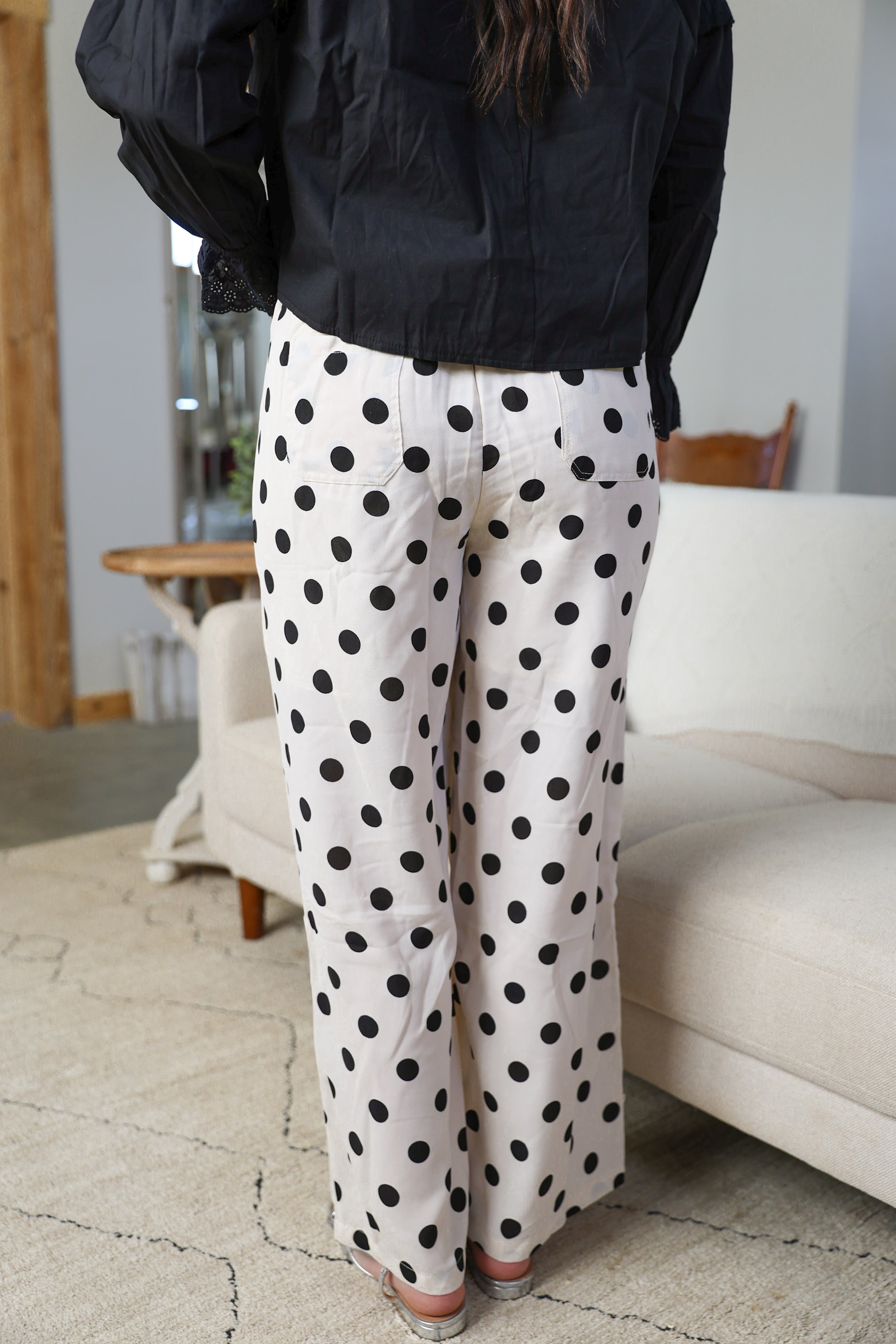 Cream and Black Polka Dot Pants