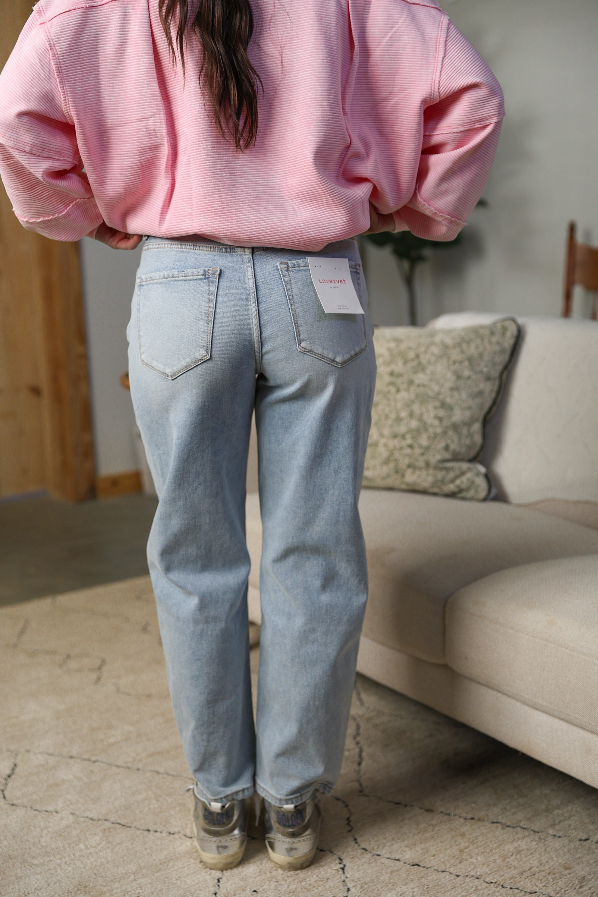 Super High Rise Light Wash Barrel Leg Jean VERVET