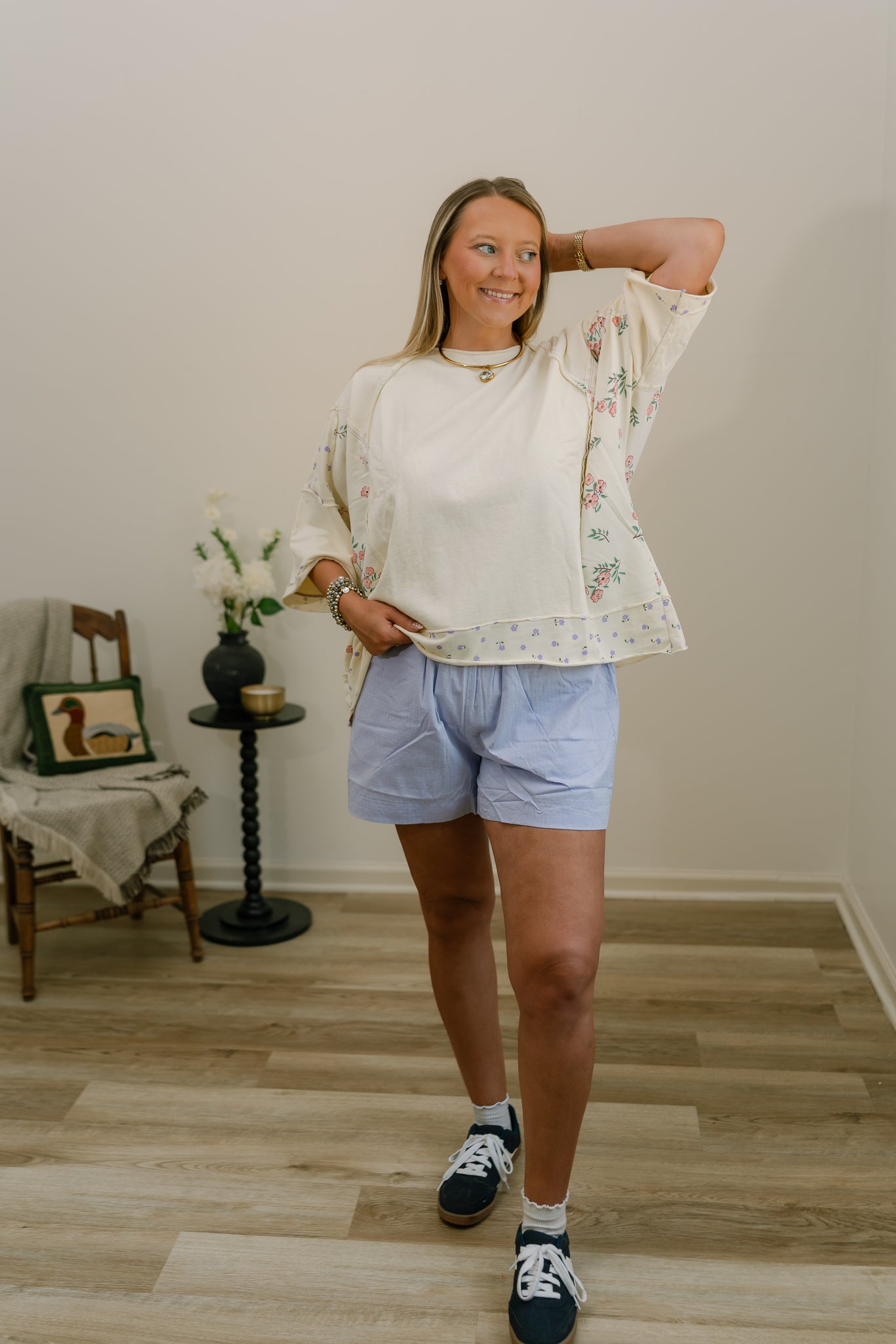lavender linen shorts