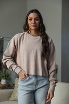 Mineral Washed Waffle Long Sleeve Top