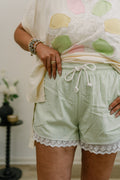 lace high waist green shorts