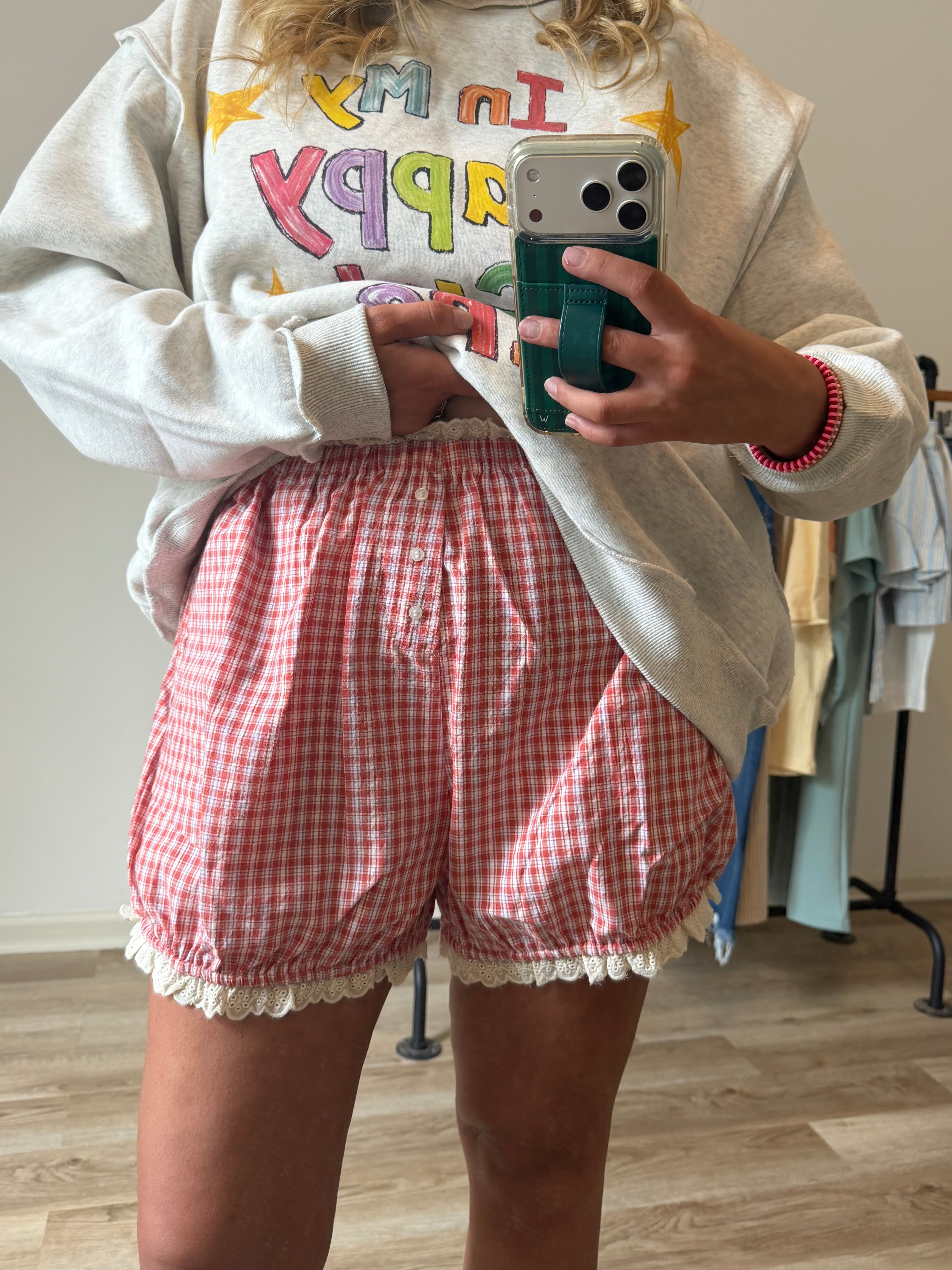 cherry picnic gingham bloomer shorts