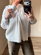 PETER PAN COLLARED THERMAL LONG SLEEVE BUTTON UP TOP