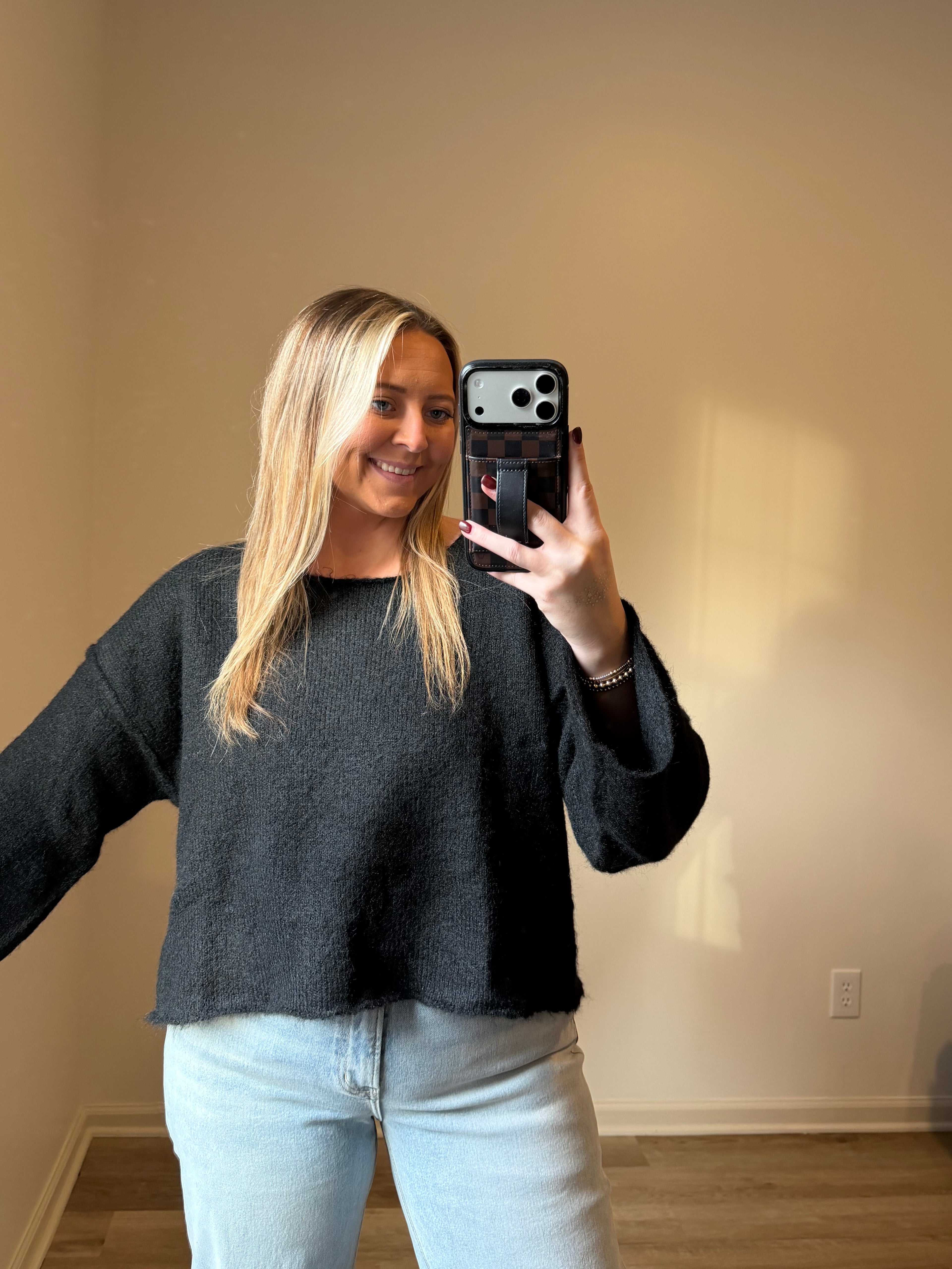 Melange Knit Boat Neck Sweater