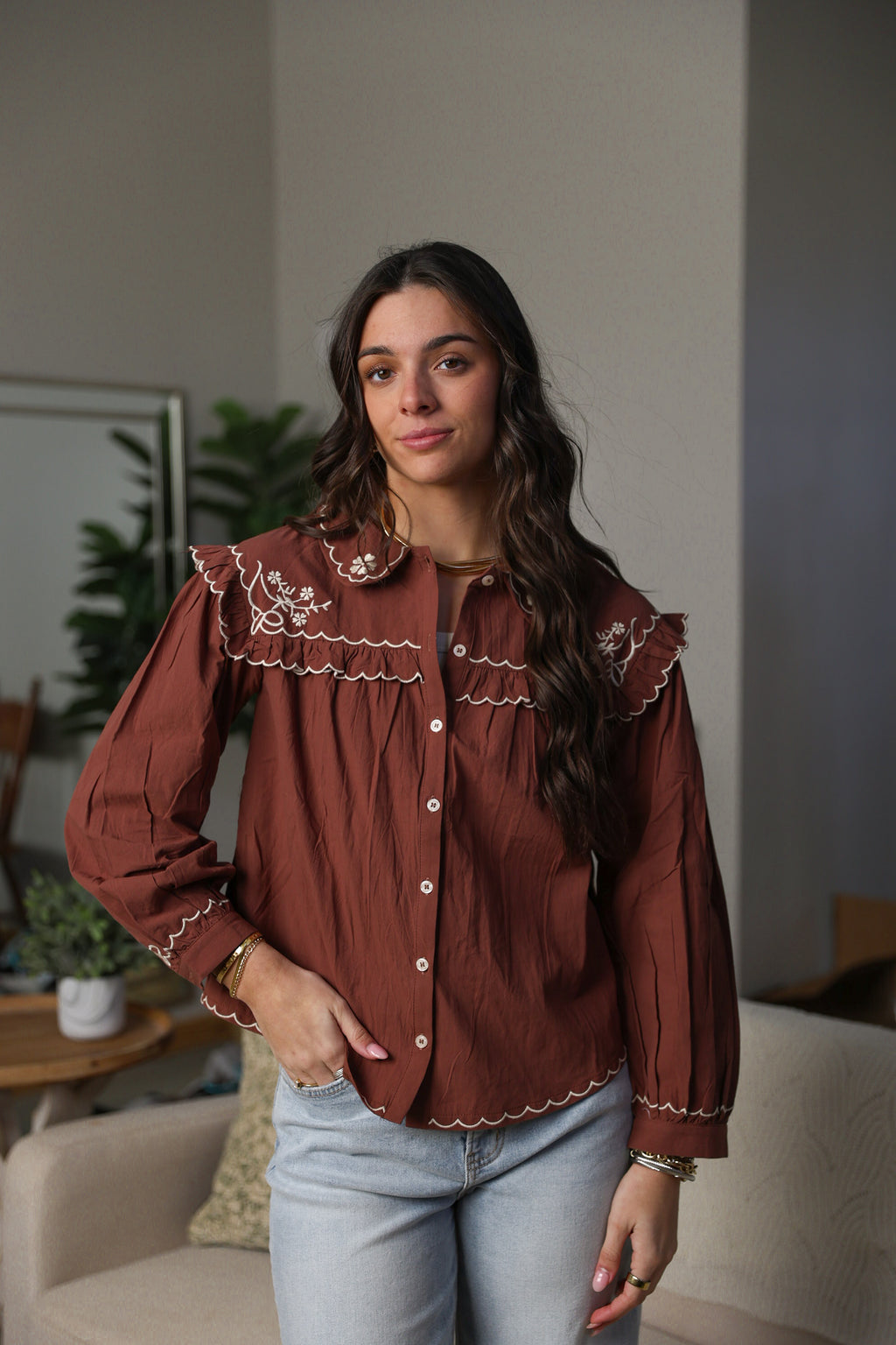 Embroidered Detail Top