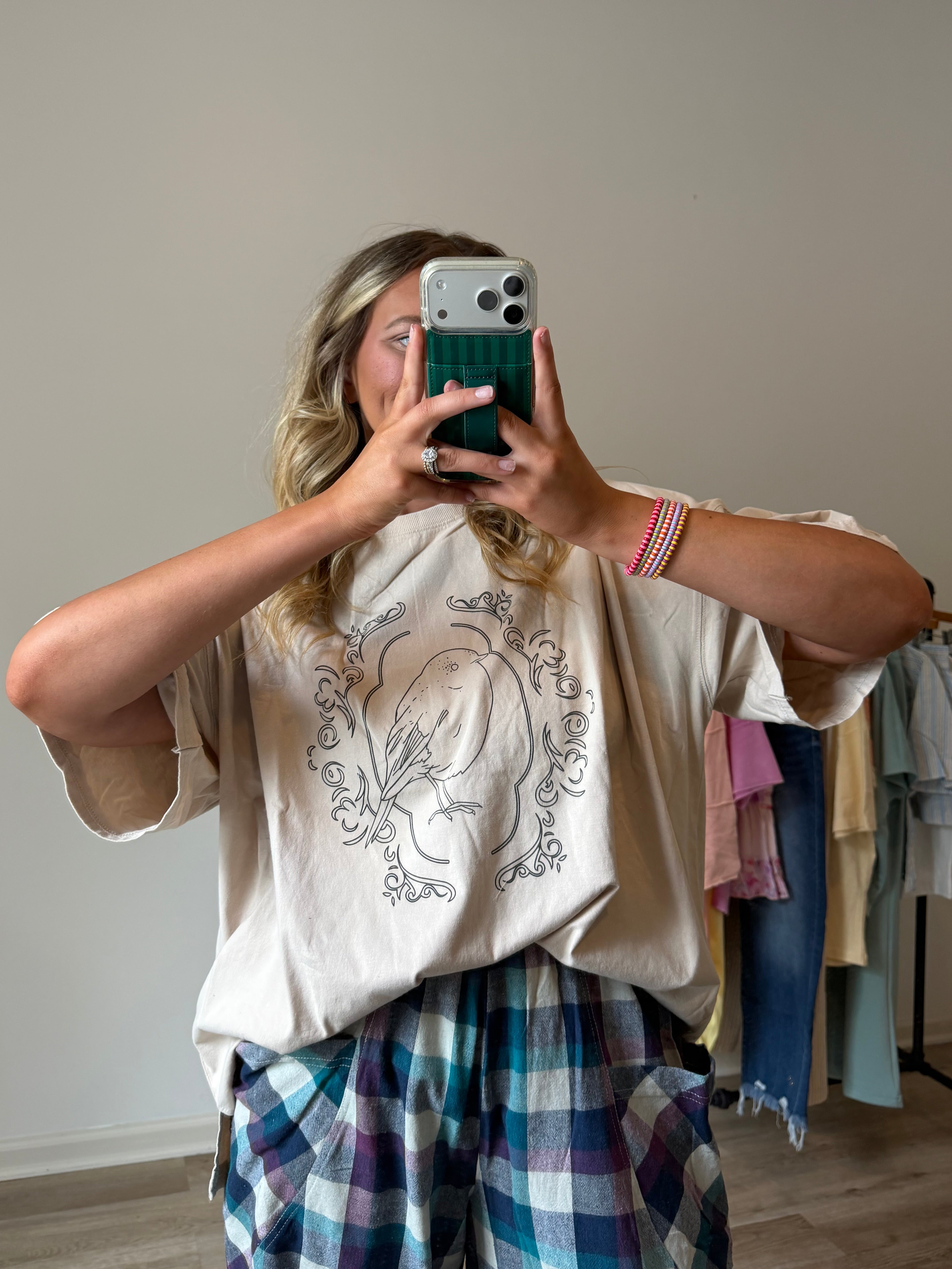 happy bird graphic tee
