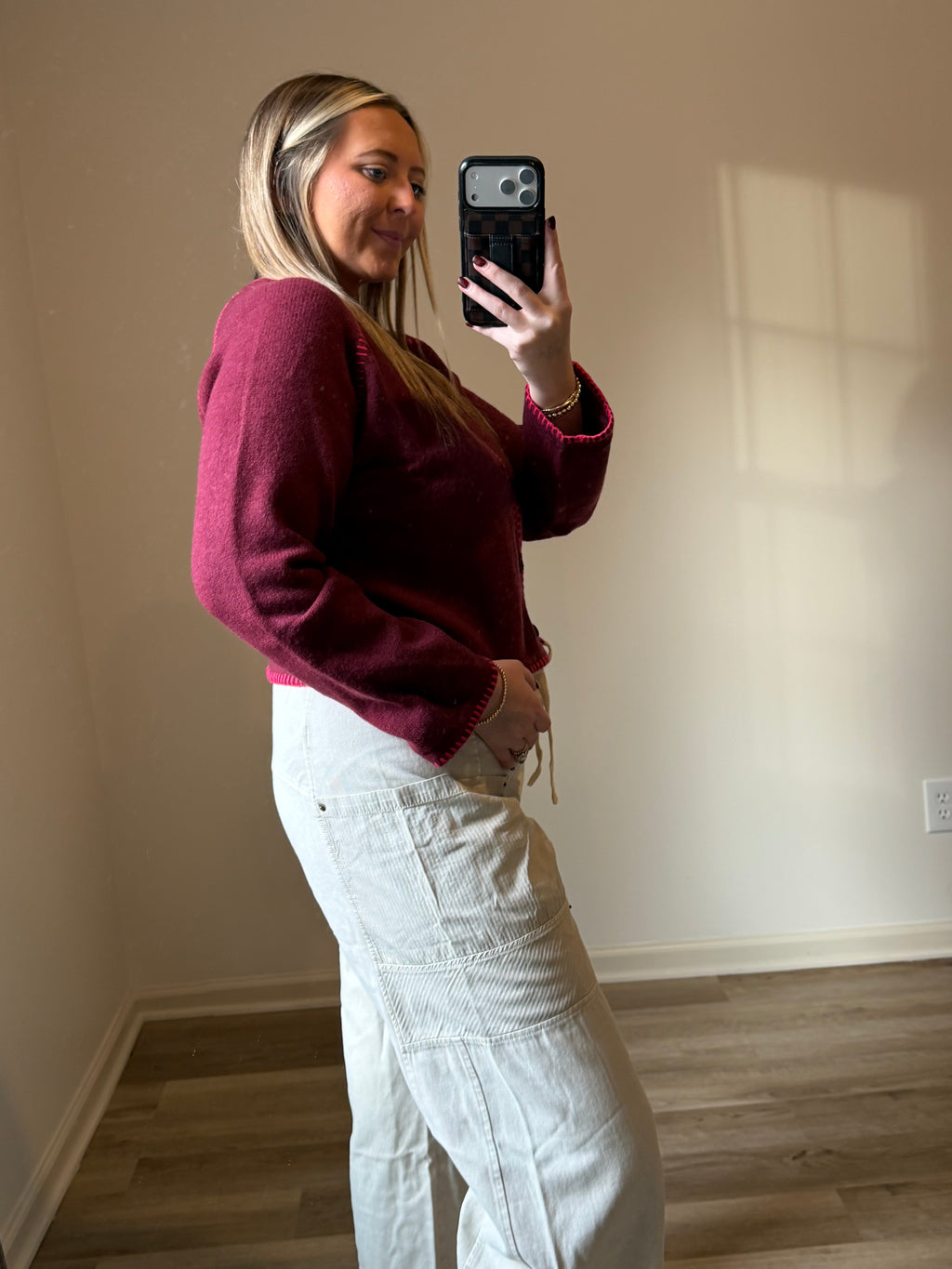 CONTRAST BLANKET STITCH SWEATER CARDIGAN MSW11196