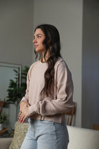 Mineral Washed Waffle Long Sleeve Top