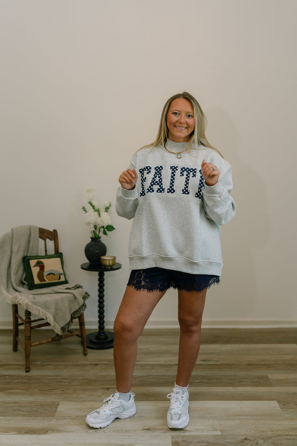 navy lace shorts
