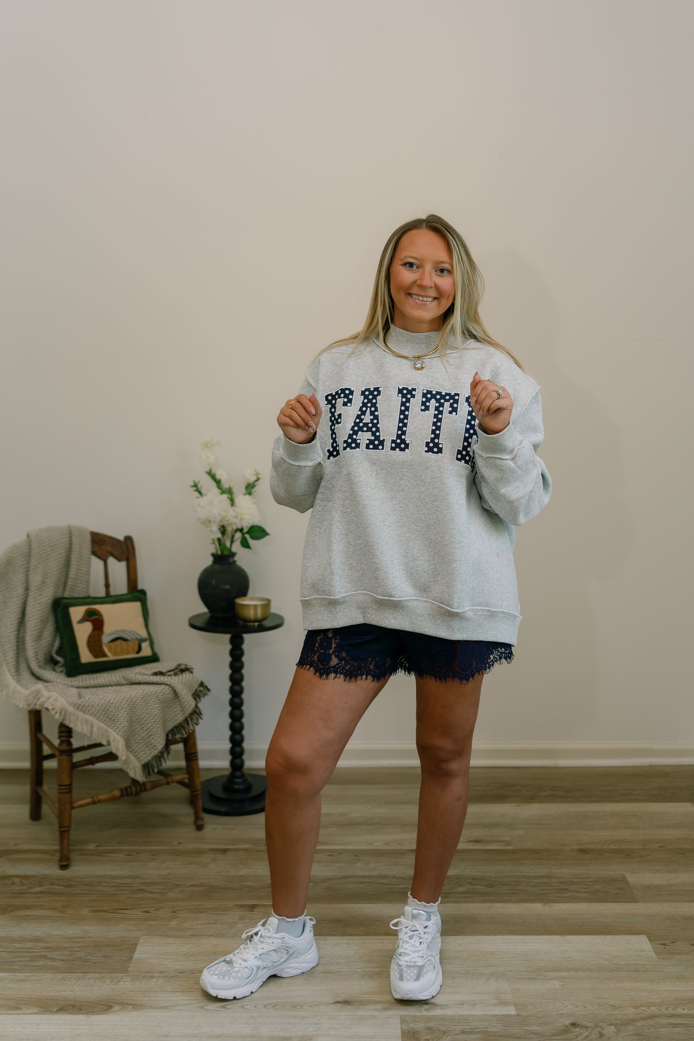 navy lace shorts