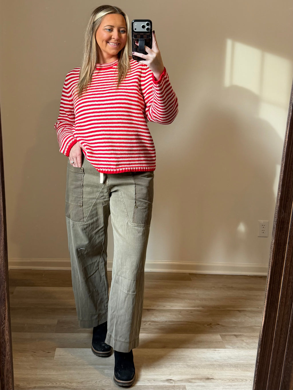 Everyday Cozy Stripe Knit Sweater-CHOCO