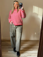 Everyday Cozy Stripe Knit Sweater-CHOCO