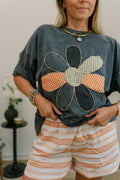 navy flower tee