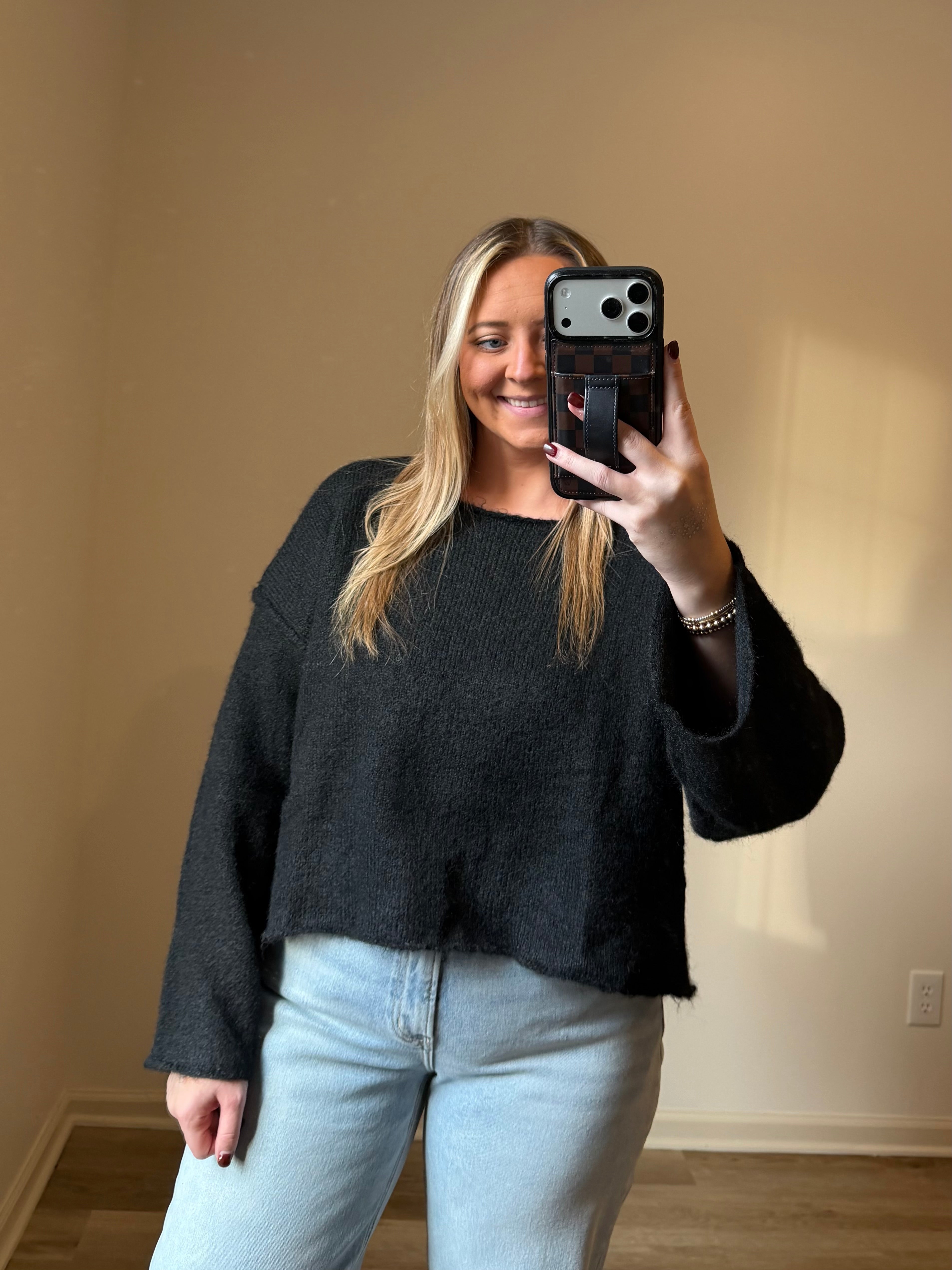 Melange Knit Boat Neck Sweater