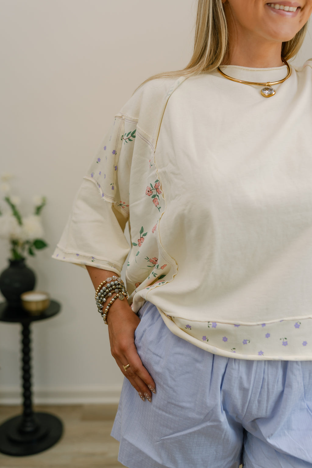 lavender linen shorts
