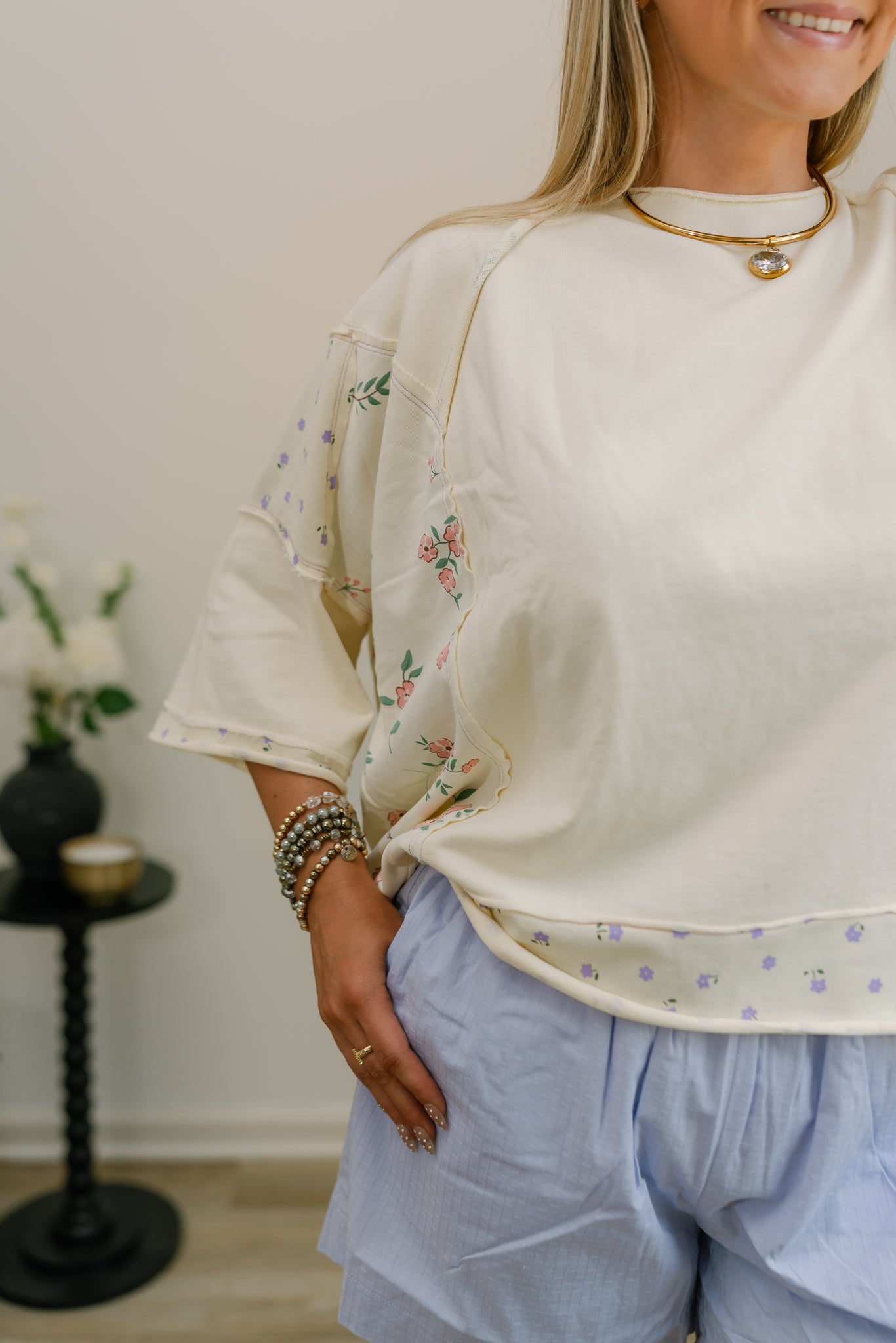 lavender linen shorts