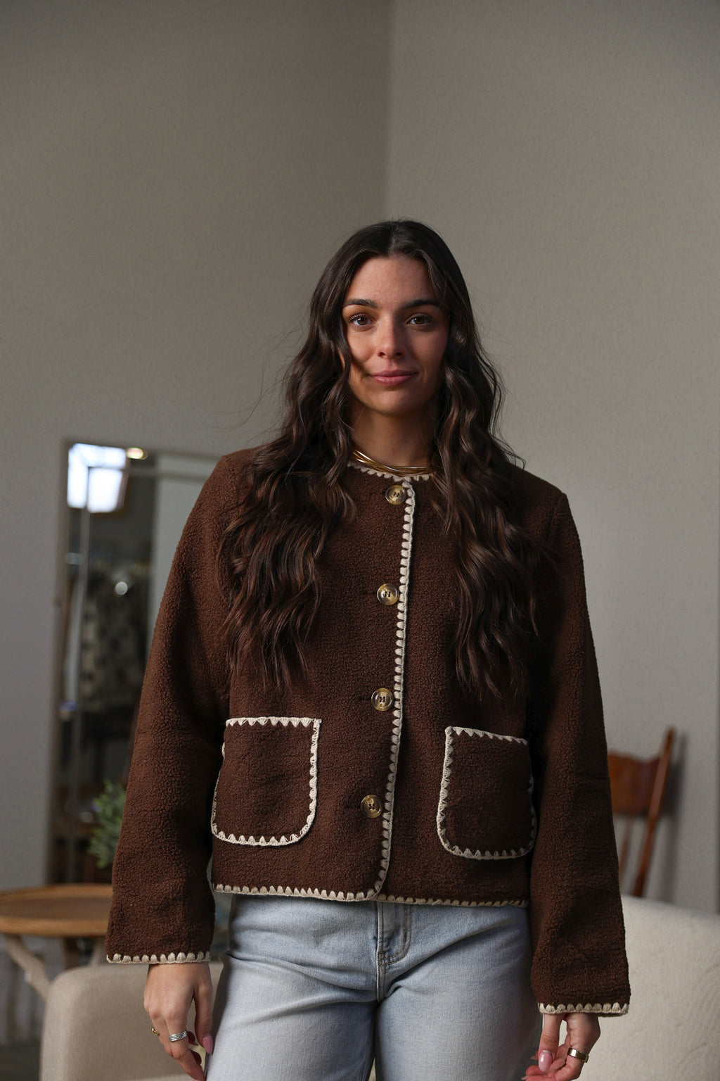 Contrast Stitched Sherpa