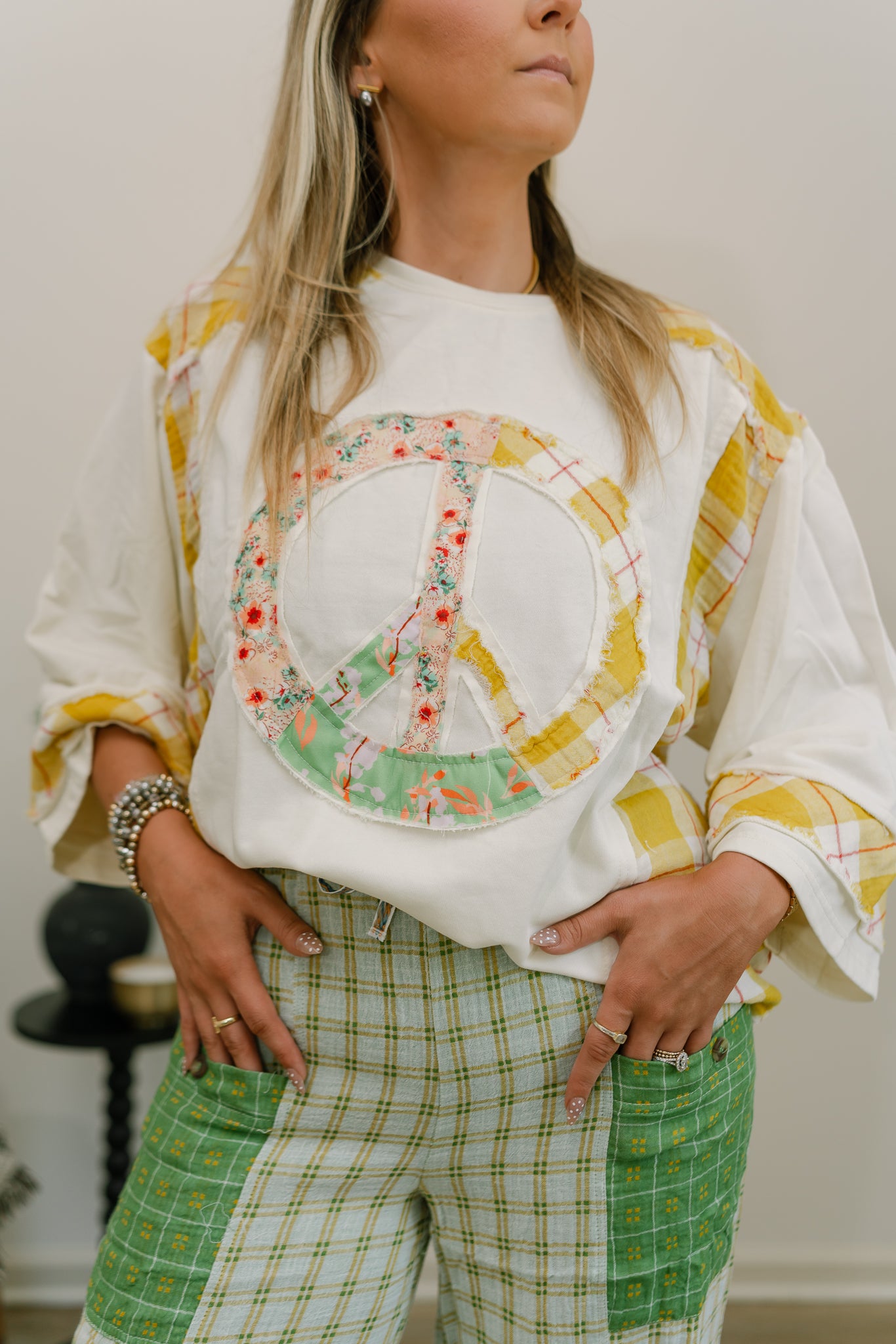 yellow flannel tee