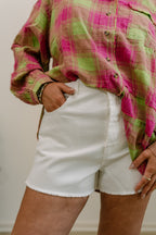 white denim shorts