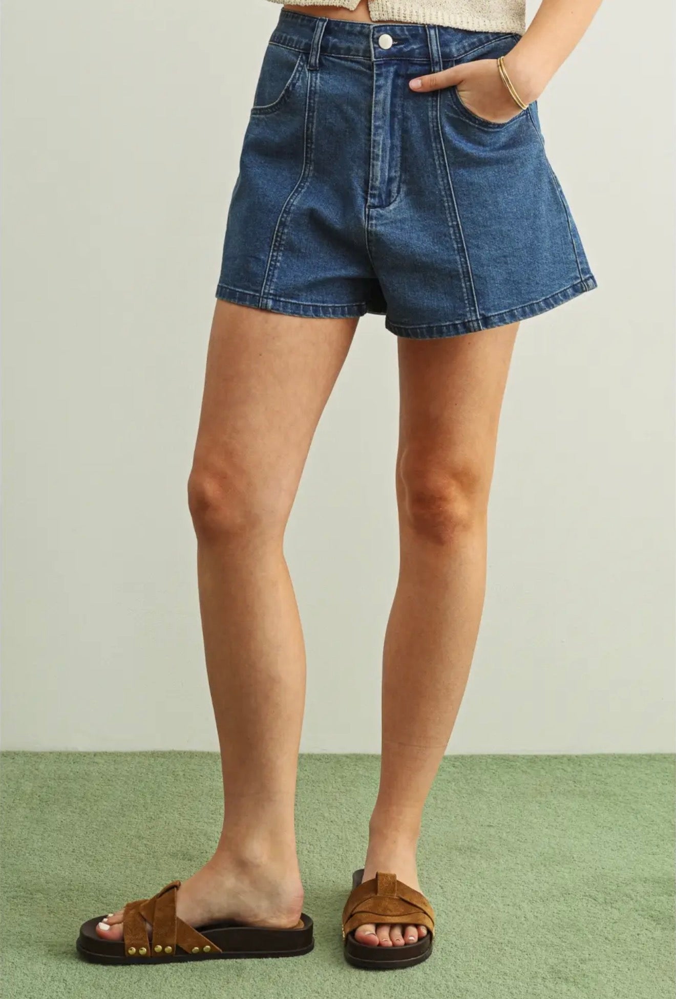stretch denim shorts