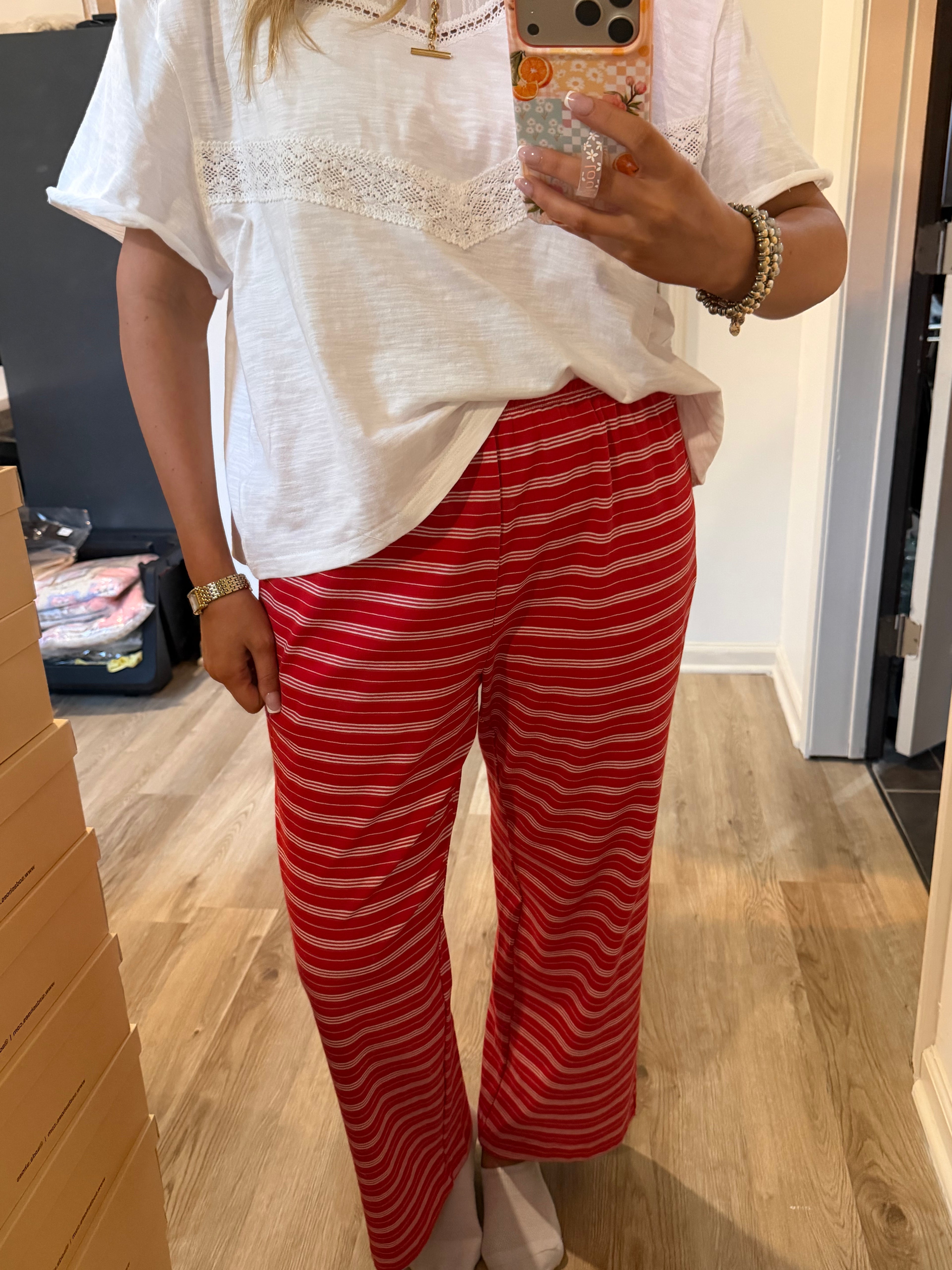 Red and White Stripe Pants