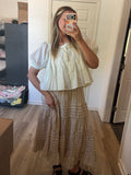 mixed stripe tiered maxi skirt