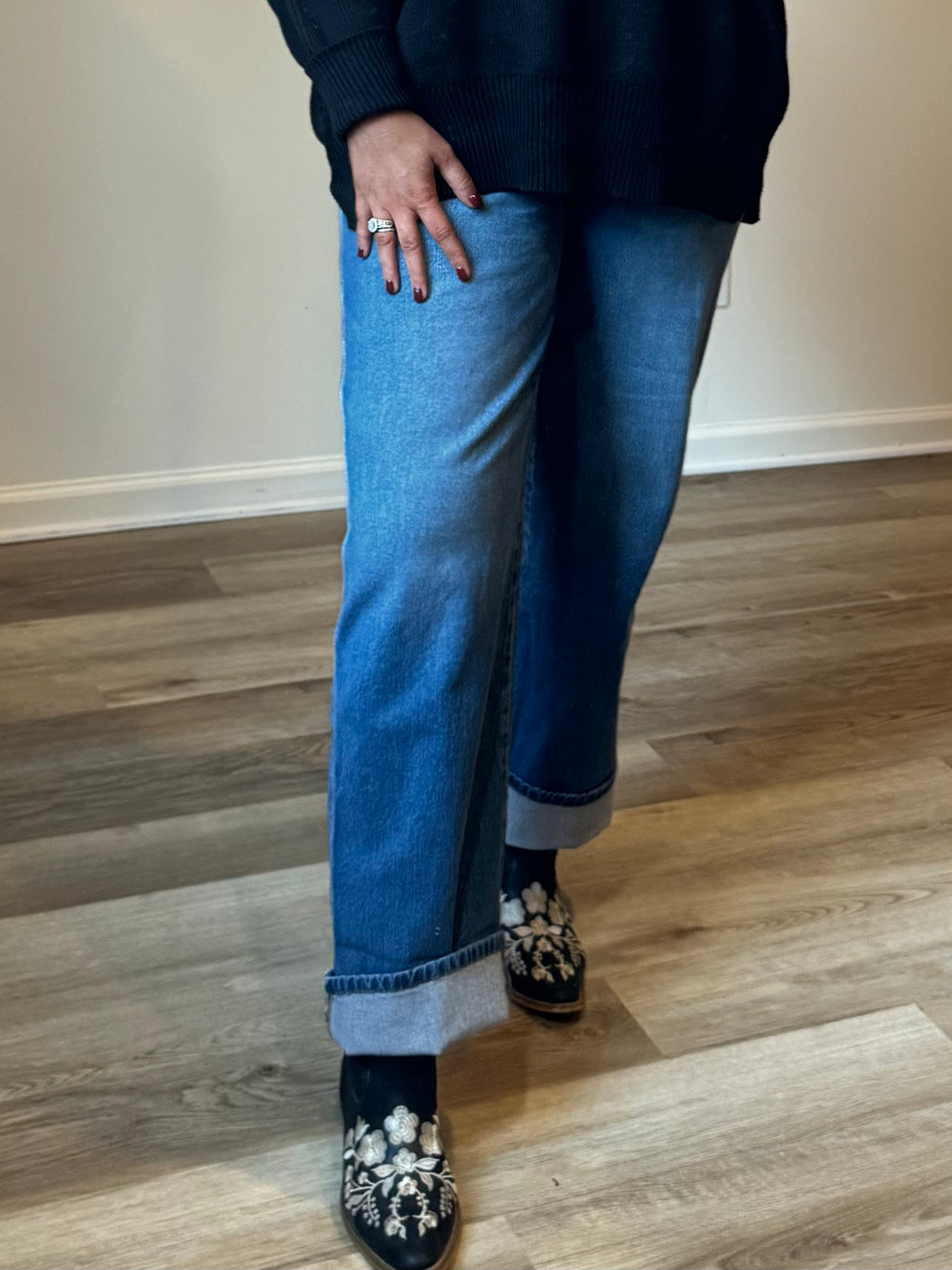 Kancan- Cuffed High Rise Straight Pant