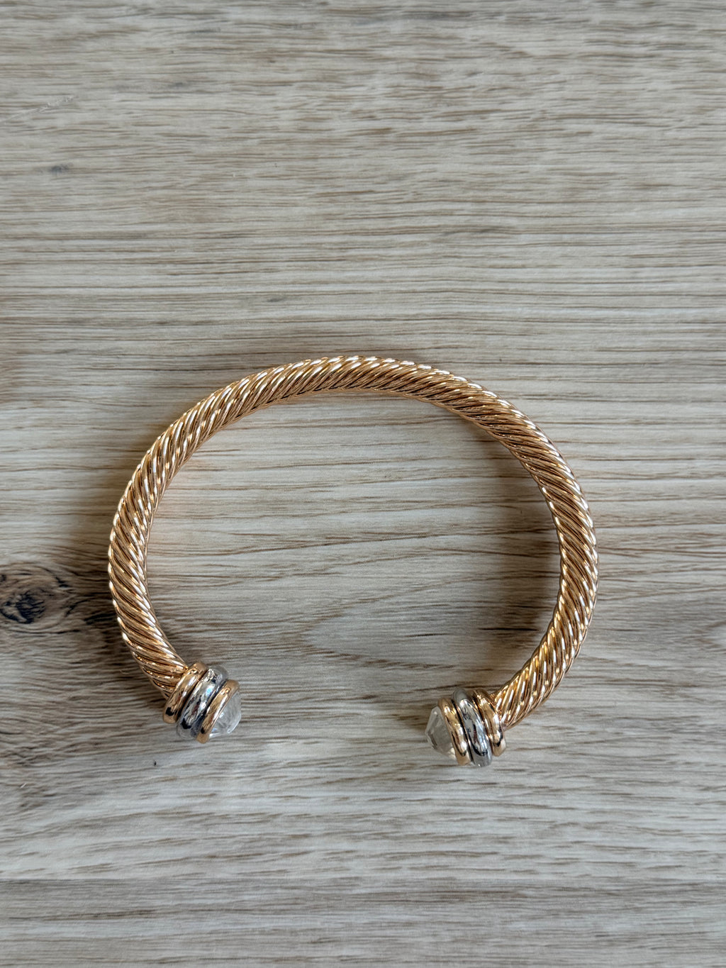 Stone Tip Twisted Rope Cuff Bracelet