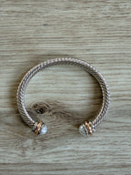 Stone Tip Twisted Rope Cuff Bracelet