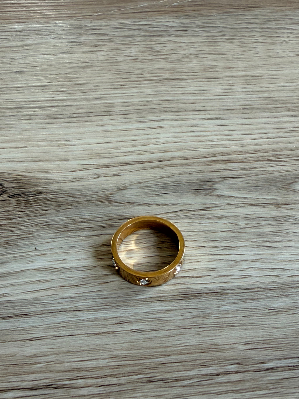 Stone Embellished Stainless Steel Band Ring