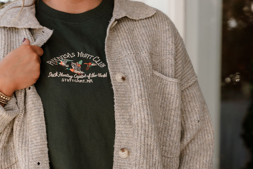 Arkansas Hunt Club Hunter Green Embroidered Heavyweight Tee