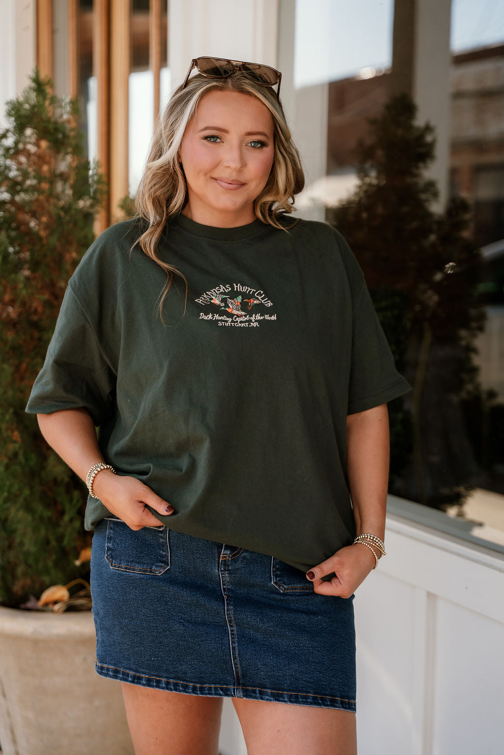 Arkansas Hunt Club Hunter Green Embroidered Heavyweight Tee