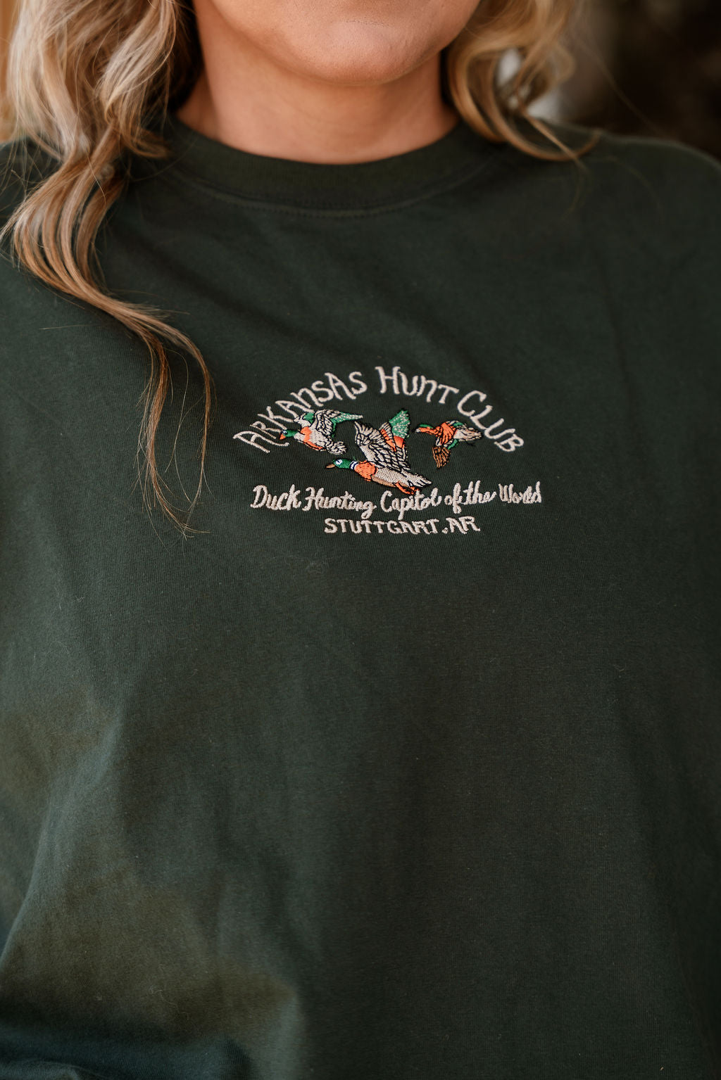 Arkansas Hunt Club Hunter Green Embroidered Heavyweight Tee