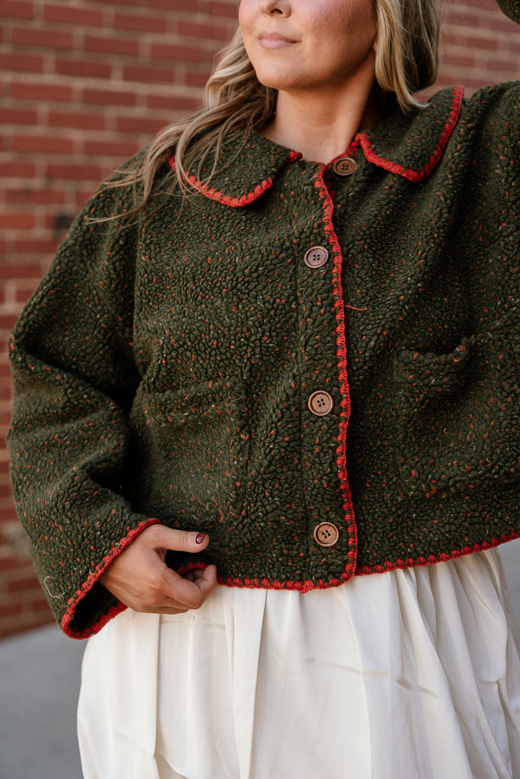 Buttoned Fleece Puffer Jacket