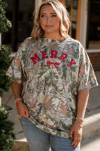 Merry Bow Holiday Christmas Camo Tee