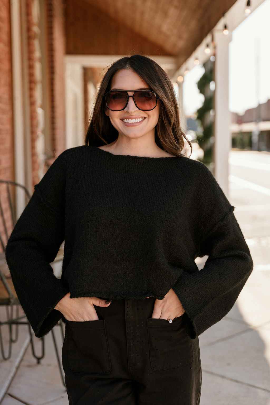 Melange Knit Boat Neck Sweater