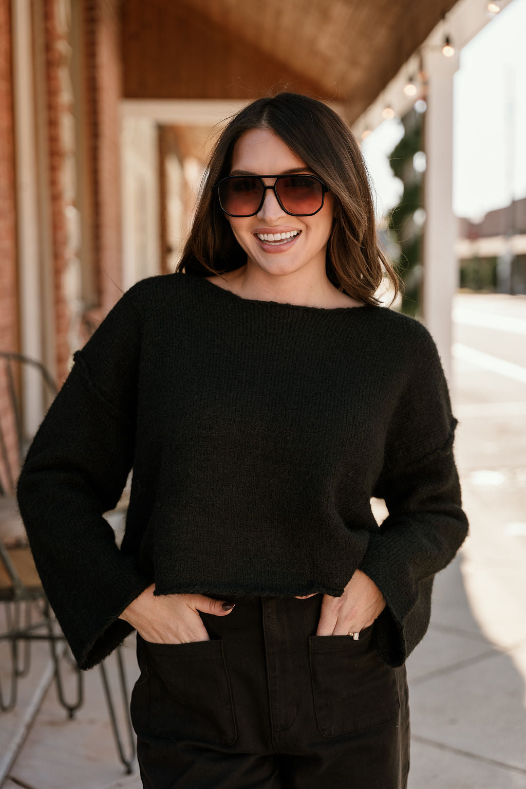 Melange Knit Boat Neck Sweater