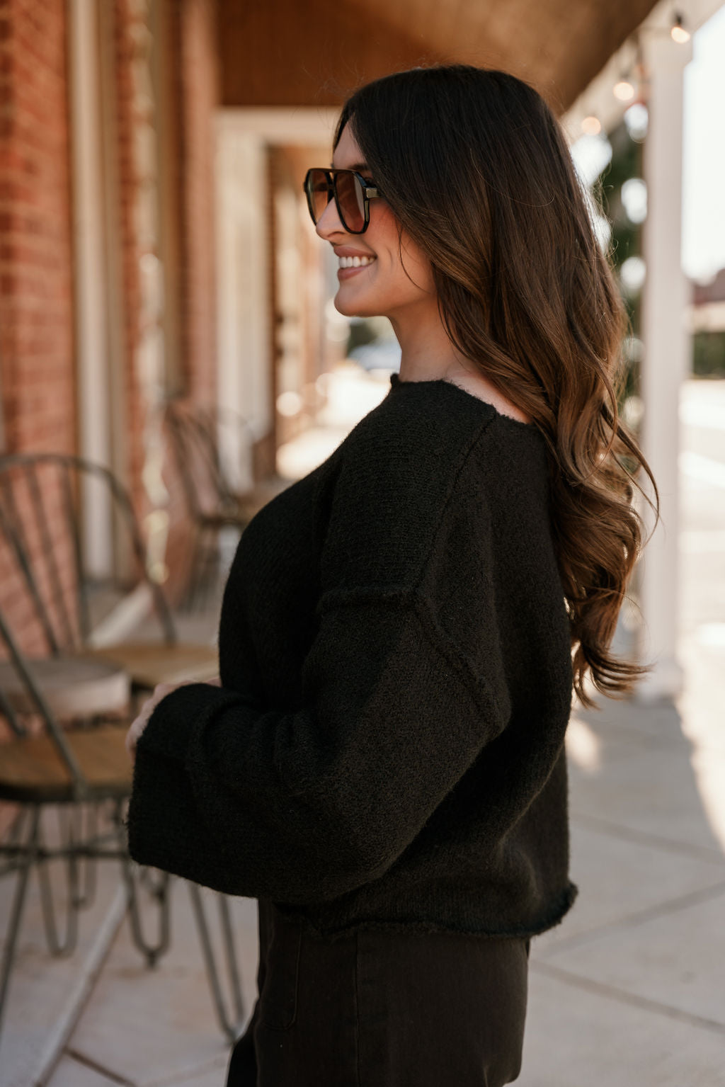 Melange Knit Boat Neck Sweater